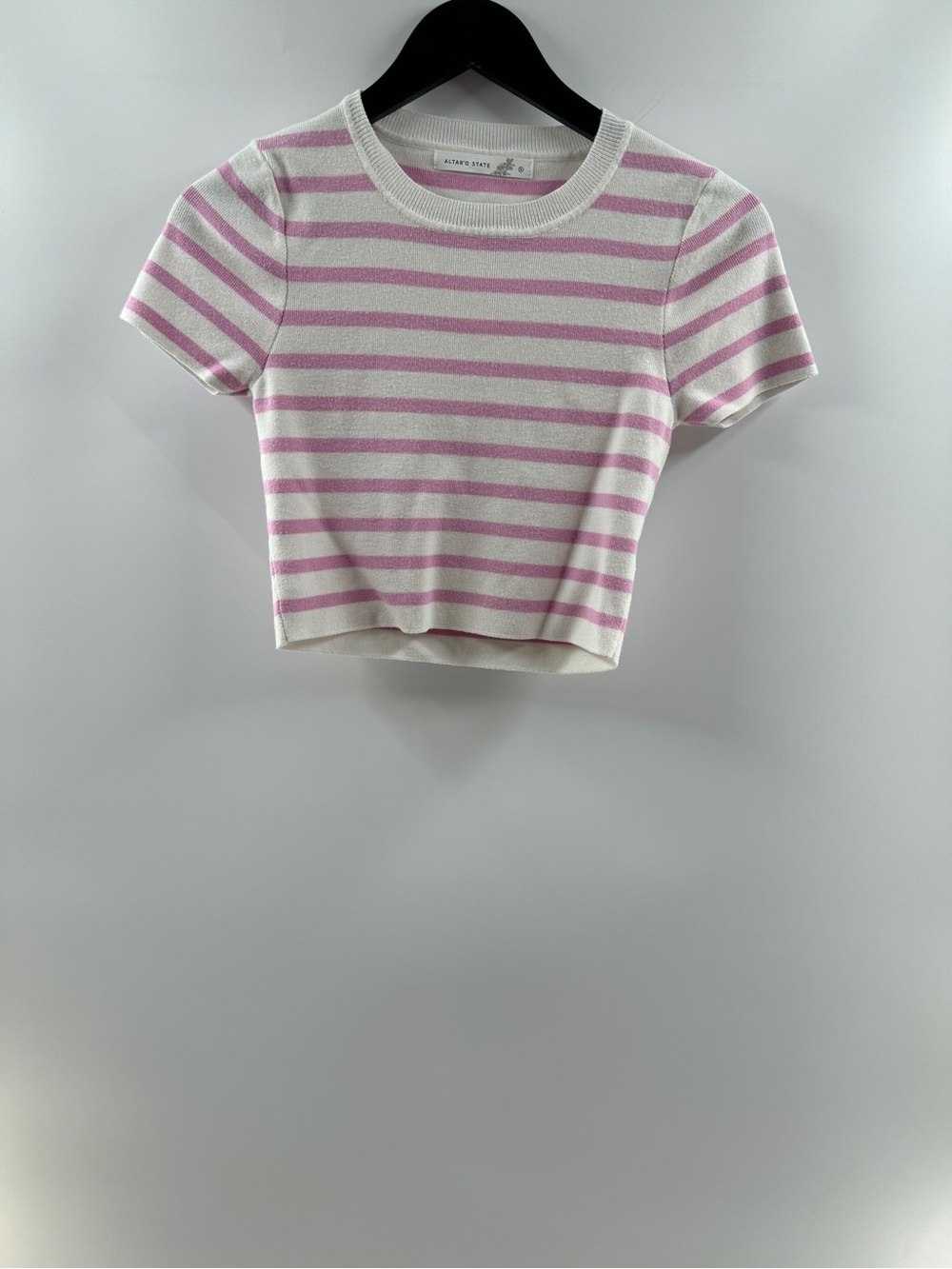 Altar’d State Pink Striped Cropped Sweater Top – Women’s Small